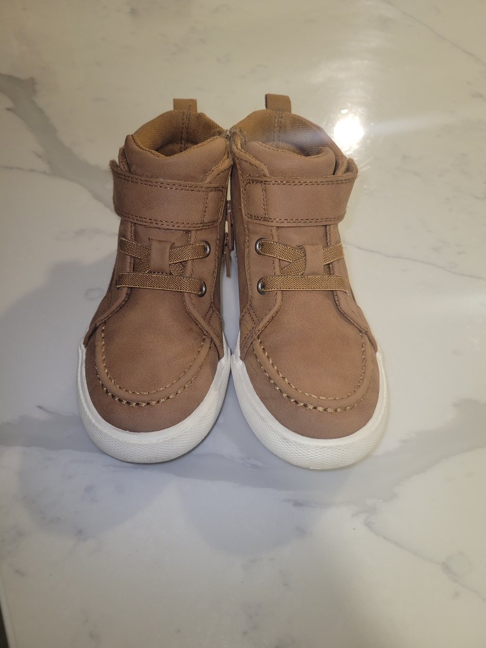 Wonder Nation Brown Kids High-Top Sneakers with Velcro Strap